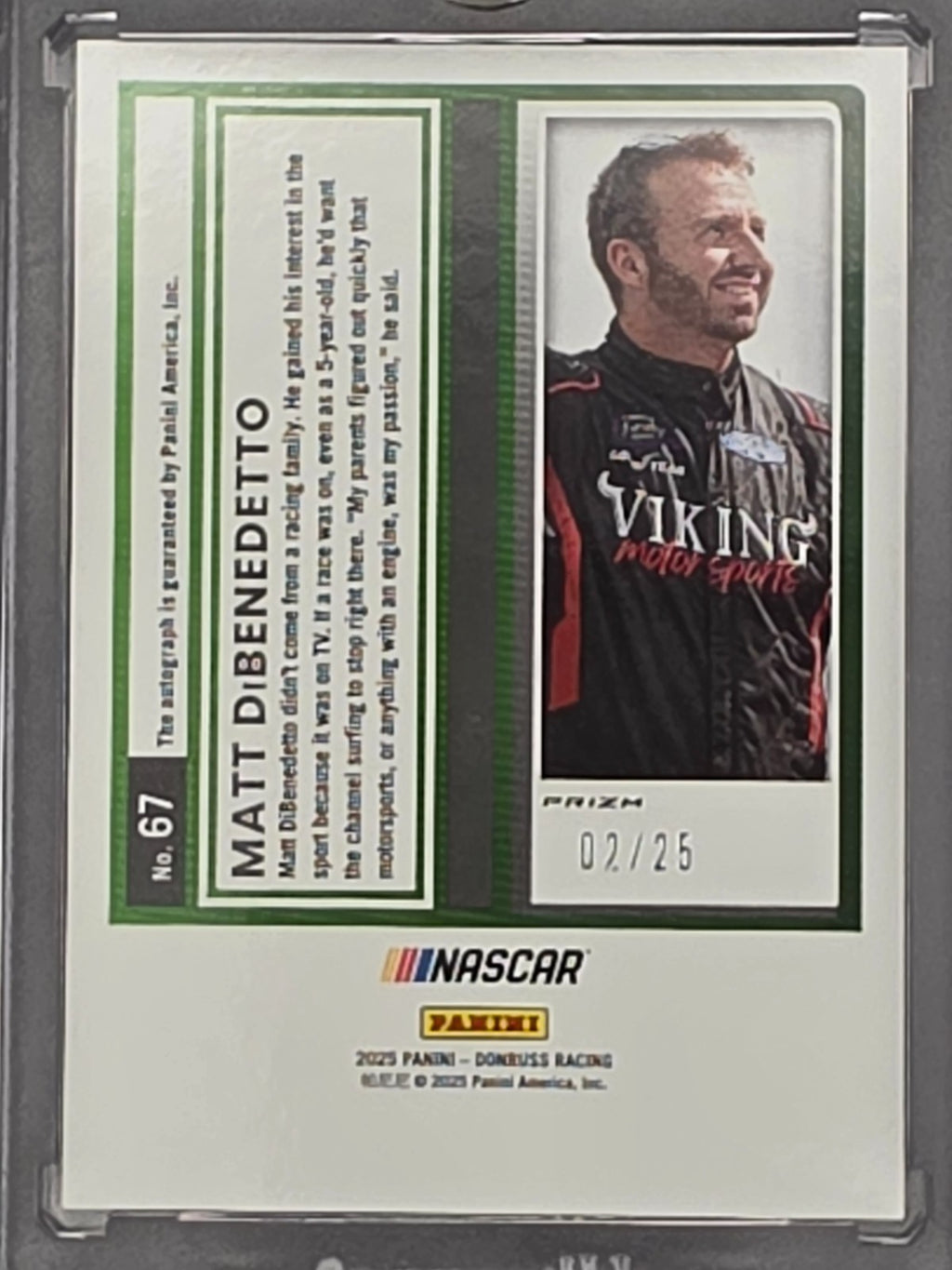 2025 Panini Donruss - Matt DiBenedetto - Optic Pandora Autograph /25 - #67