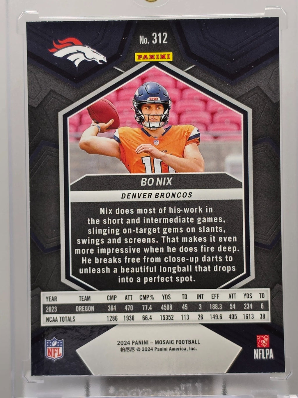 2024 Panini Mosaic - Bo Nix (RC) - Base - #312 - ** Buy 3 Get 1 **