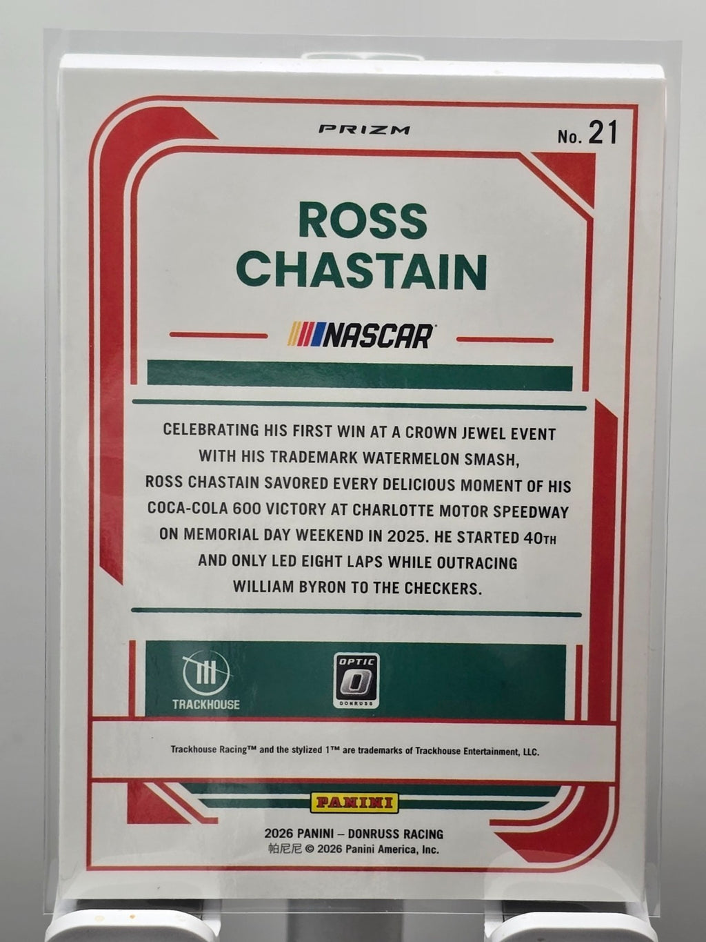 2026 Donruss NASCAR Optic Racing - #21 Ross Chastain - Holo/SIlver