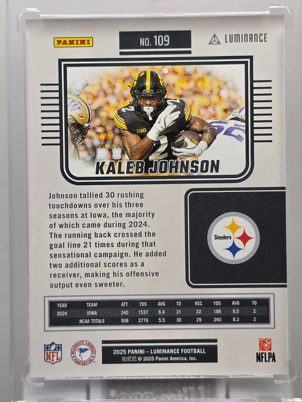 2022 Panini Luminace - Kaleb Johnson (RC) - Base - #109 ** Buy 3 Get 1 **