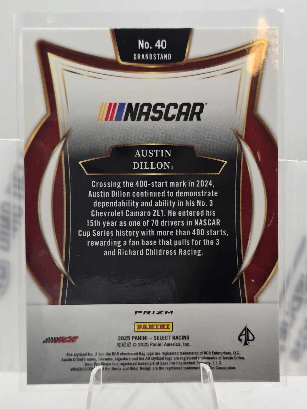 2025 Select Nascar Racing - #40 Austin Dillon - Grandstand - Holo
