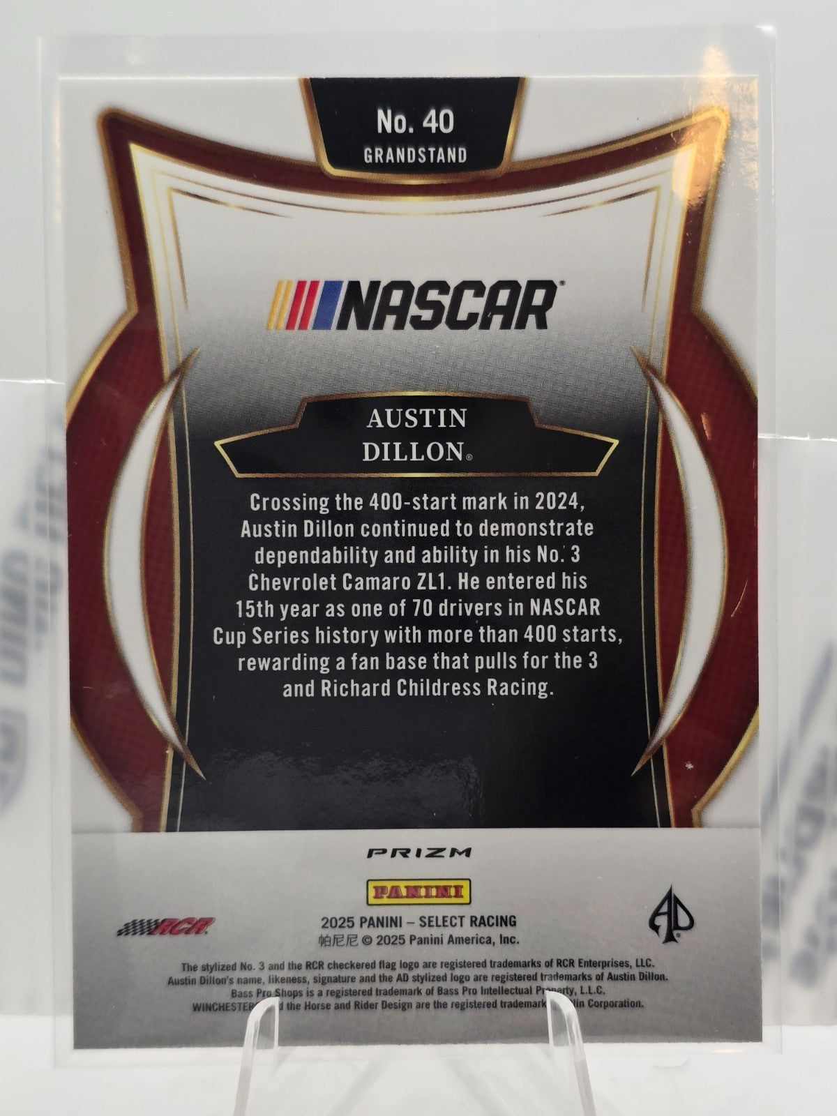 2025 Select Nascar Racing - #40 Austin Dillon - Grandstand - Holo